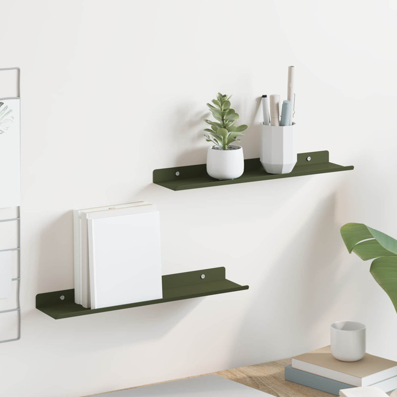 Steel Floating Shelf, Olive Green