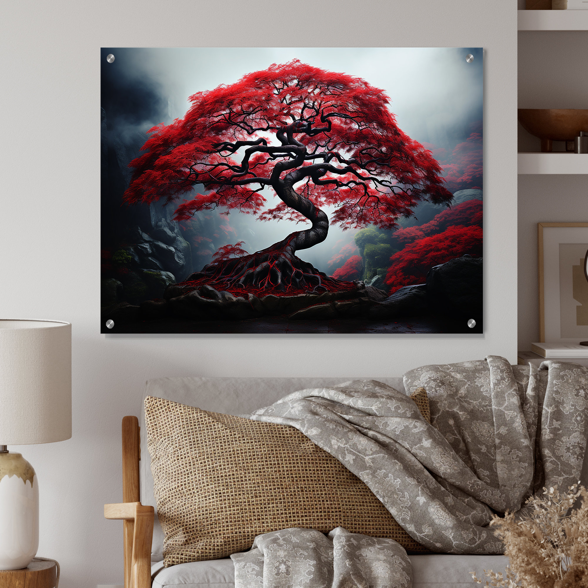 Ebern Designs Red Japanese Maple Japan Art Acrylic Wall Art For