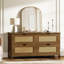 Table basse en rotin et bois, 4 tiroirs avec rangement-193139506-196337138