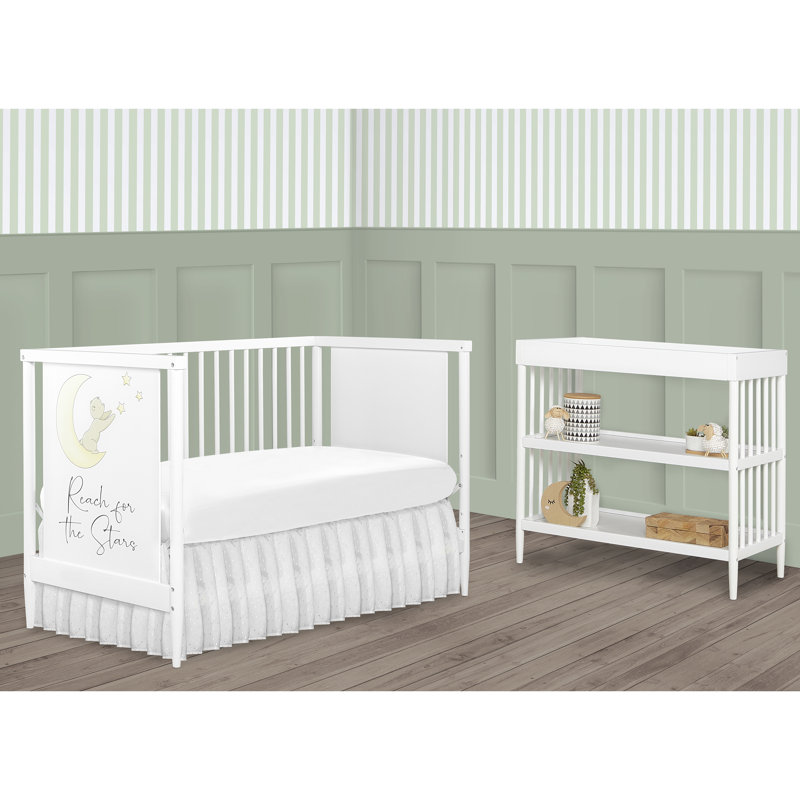 White Pine Moon Bear Convertible Crib with Changing Table