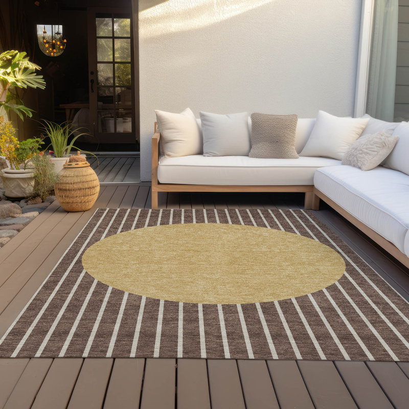 Tapis intérieur / extérieur brun Ember , 9 pi x 12 pi