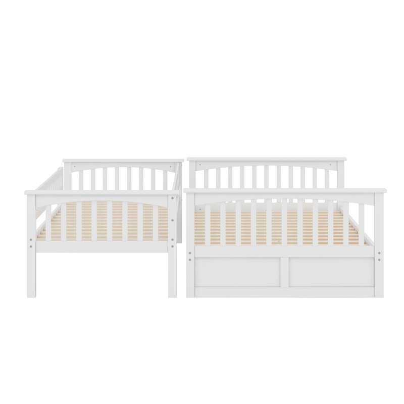 Twin Over Full Bunk Bed With Drawers, White