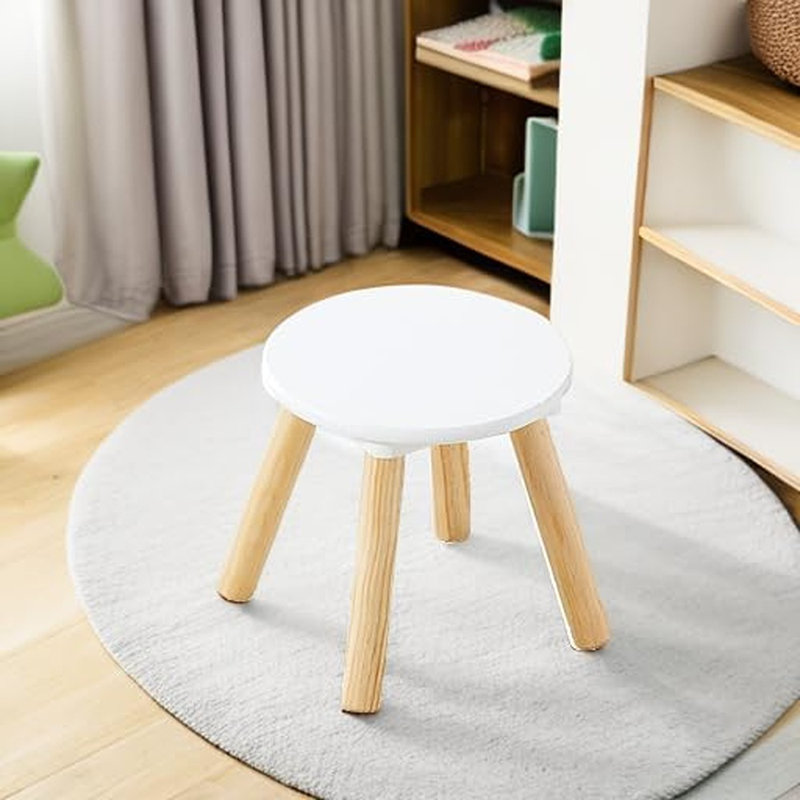 Wooden Step Stool For Kids, Children's Stool Perfect Matched Sensory Table, 9 Inch Sturdy Sitting Stool With Assembled Four-legged, 1 Pack