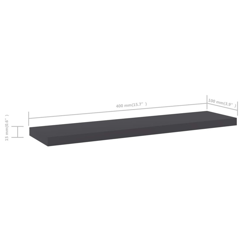 Bookshelf Boards 8 pcs Engineered Wood, Gray, (8 Shelves) 0.59" H x 15.75" W x 3.94" D