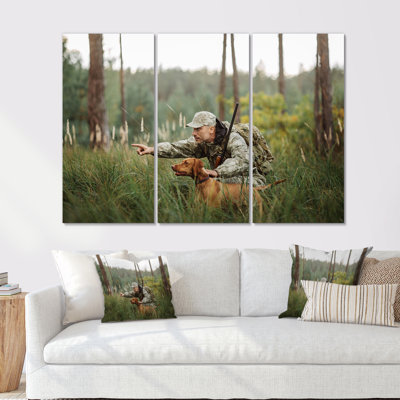 Motif de chasse au chien - art mural sur toile Chasse et pêche