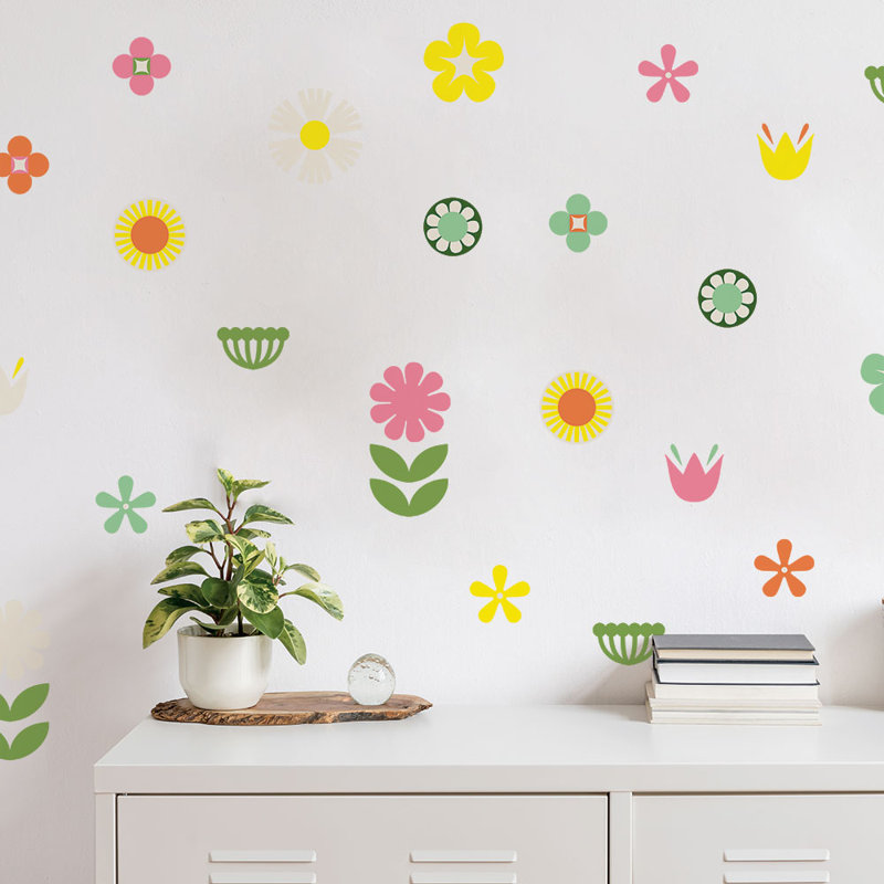 Adhésif décoratif rétro floral amovible