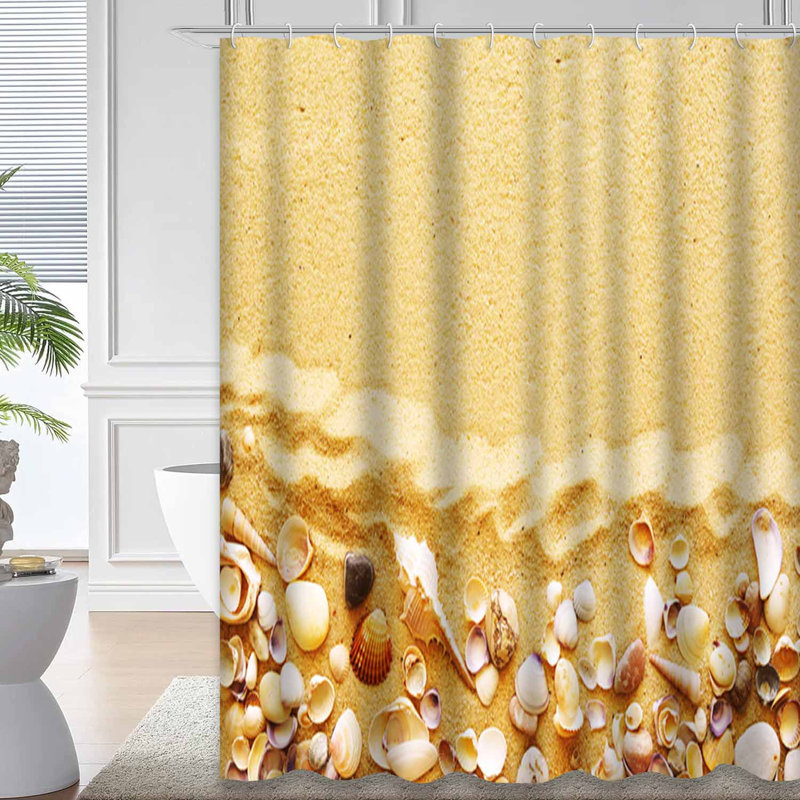 Rideau de douche Seashells and Sandy Beach, L 72 po x l 78 po