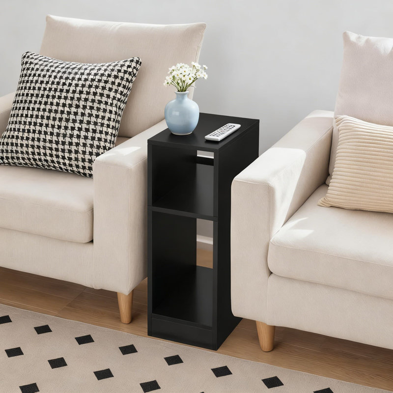 Slim Nightstand With Charging Station And LED Sensor Light, Modern End Table With Multiple Outlets For Small Spaces, Bedroom And Living Room