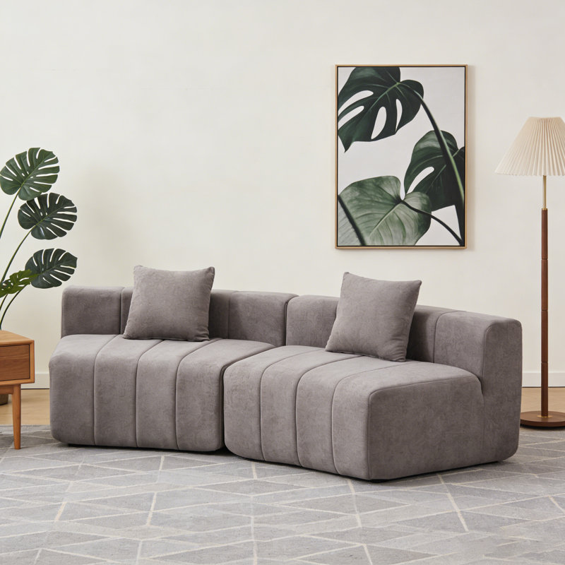 Canapé modulaire courbé - Canapé modulaire symétrique en chenille avec 2 coussins pour le salon, la chambre à coucher ou le hall d'entrée du bureau