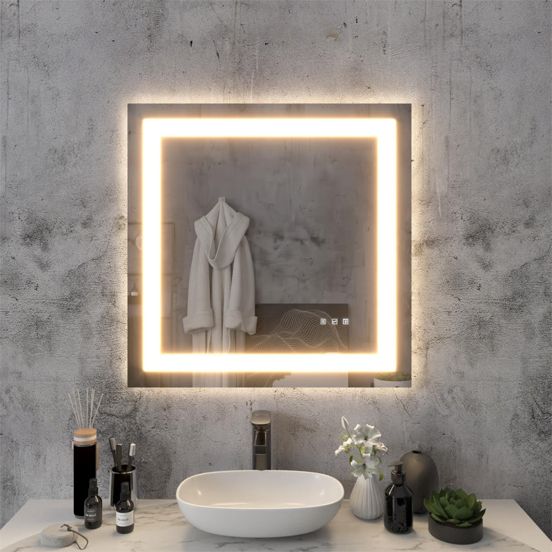 Miroir de salle de bain à DEL sans cadre , 30 po x 30 po