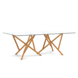 Baton Glass Top Table With Double Pedestal Base