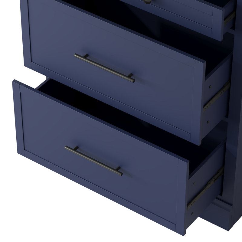 Modern 83.7Inch High Kitchen Pantry, Freestanding Tall Kitchen Hutch With Faux Marble Top, Display Cupboard Cabinet With 5 Storage Drawers And Adjustable Shelf
