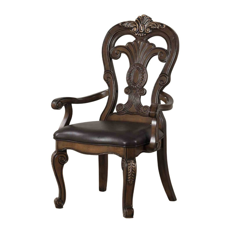 Chaise de salle à manger avec accoudoirs ornés de corbeaux 2 pièces Traditional Style