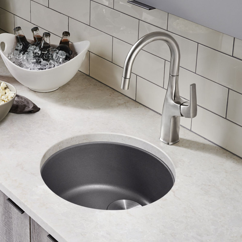 Rondo SILGRANIT 18" Dual Mount Bar Sink, Cinder