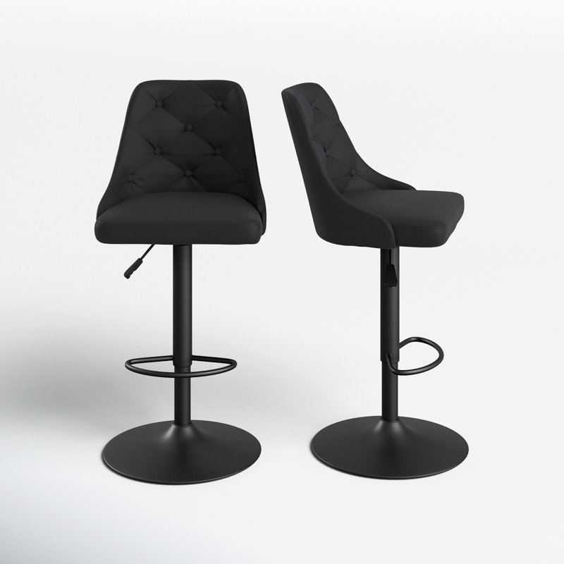 Bowie Swivel Adjustable Height Bar Stool, Black