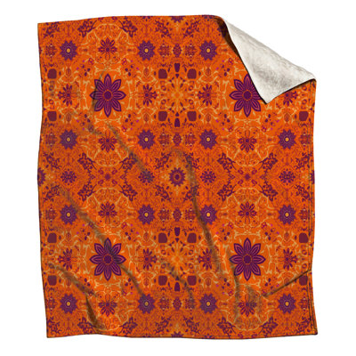 Orange Purple Mandala Pattern Blankets