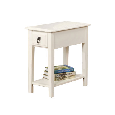Hodapp Transitional Rectangular 1-Drawer Accent Table in White