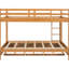 Grand lit superposé de couleur bois avec et gigogne, structure en pin massif fiable, peu encombrant pour les espaces partagés, assemblage facile de la taille à retirer, maximise le sommeil, garde-corps-2002585484