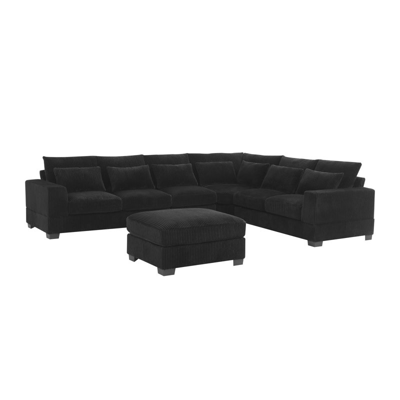 Laguna Modular Corduroy Sectional, Black Corduroy