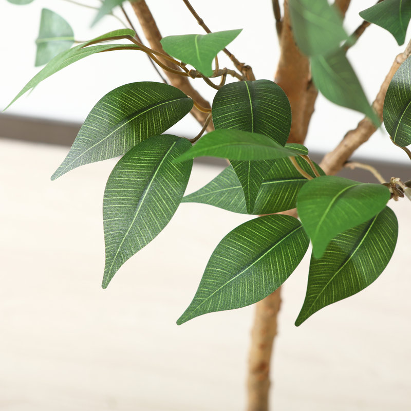 Adcock Artificial Ficus Tree in Pot with Realistic Leaves and Natural Trunk, 47" H x 12" W x 12" D