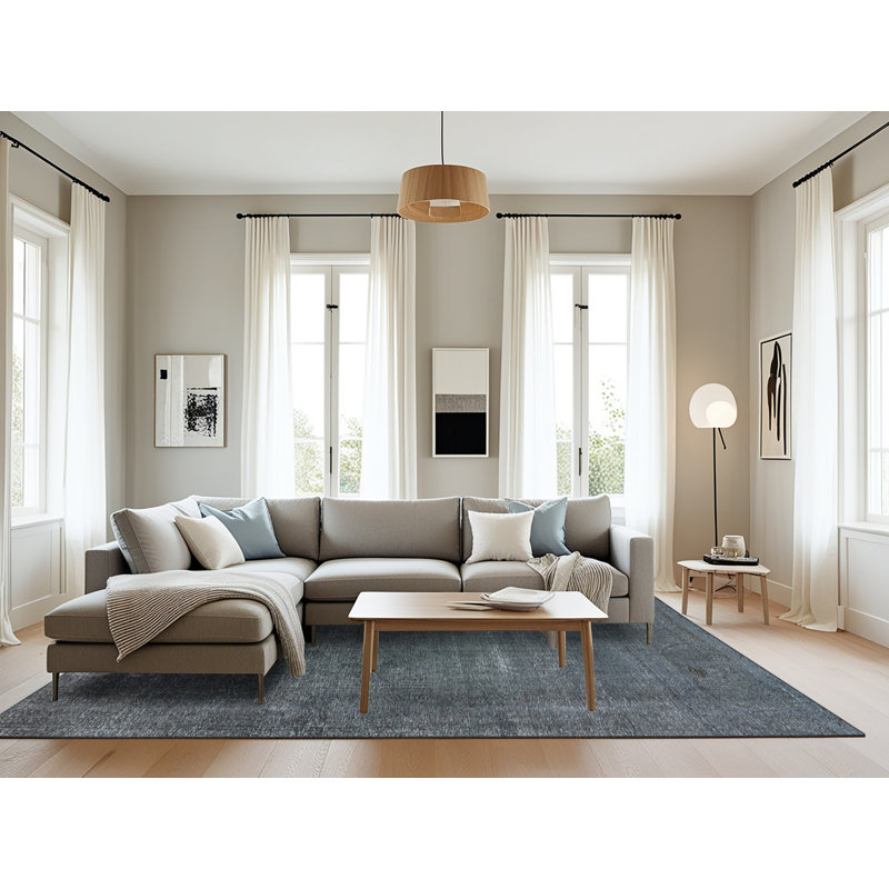 Tapis gris à motif abstrait Huckabee, Rectangle 8 pi x 12 pi