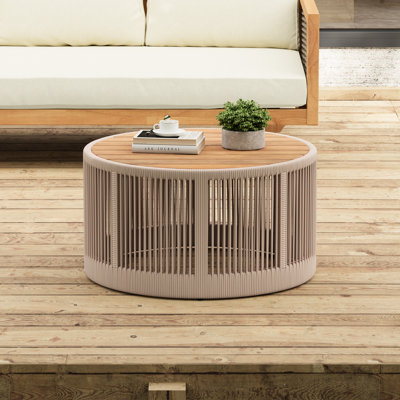 Rustique, bois, corde, table basse, structure stable, hauteur d'assemblage facile de 14,11 po,