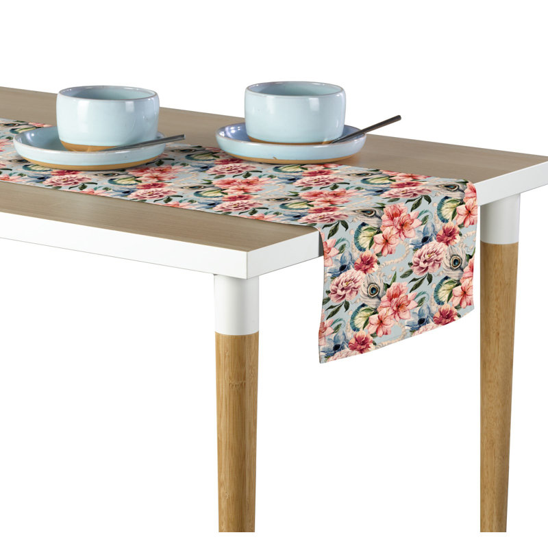 Aldric Floral Feathers Table Runner, 72" L x 12" W