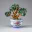 Genuine Green Aventurine Gemstone Bonsai Tree in Round Ceramic Pot (7")