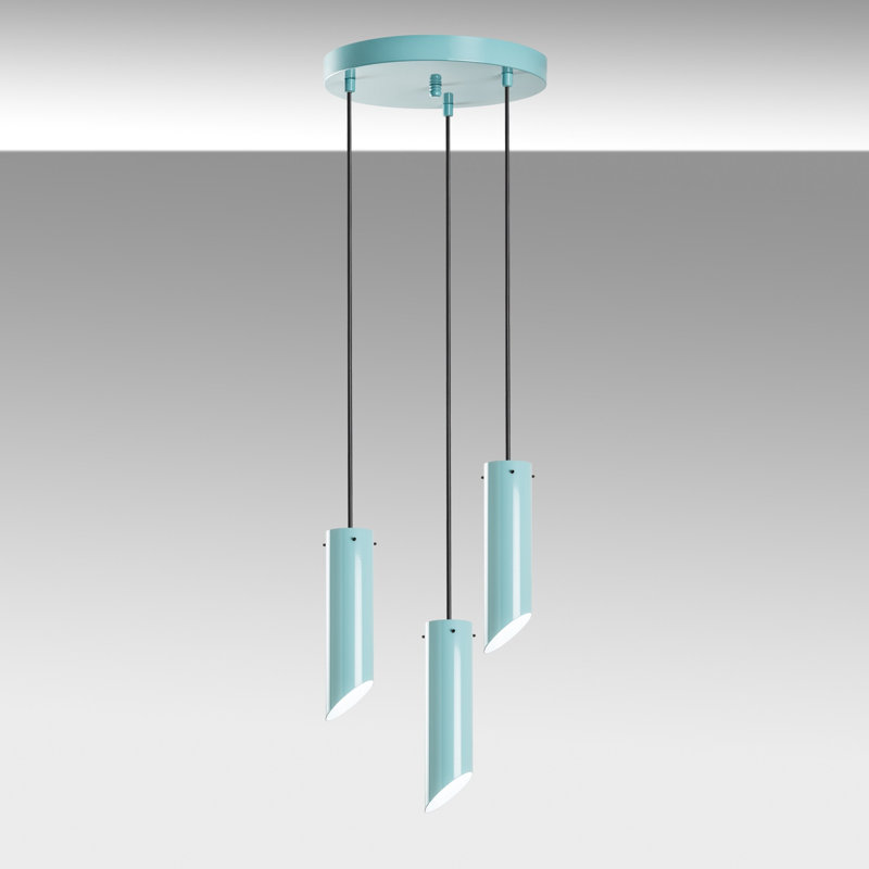 Lustre turquoise élégant, hauteur réglable 29,5 - 44,9 pouces | Corps en métal, diamètre: 15,7 pouces | 3 x douilles E27 (40 W maximum) | Parfait pour la salle à manger et l'espace de vie | Luminaire élégant et fonctionnel
