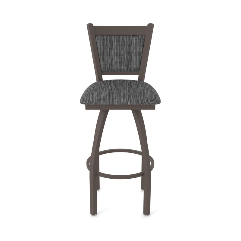 Tabouret pivotant Hadleigh, Bronze, Tissu - charbon graphique, Tabouret de bar (siège d’une hauteur de 30 po)