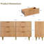 Commode cannelée en bois à 3 tiroirs avec poignées et pieds en métal - Commode noire moderne pour chambre à coucher, salon, couloir-2116029444