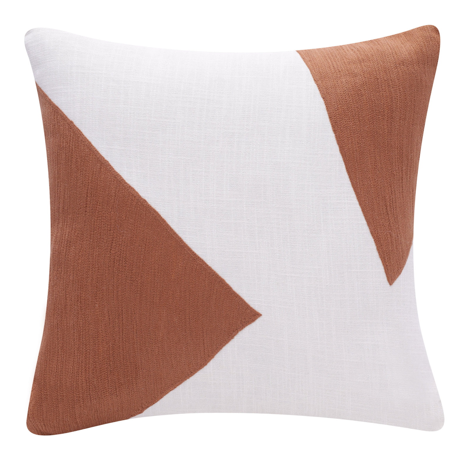 Auburn Geometric Cotton Throw Pillow, Square 18", Brown/White, Polyester