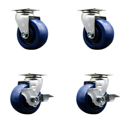 4 Piece Solid Polyurethane Caster Set