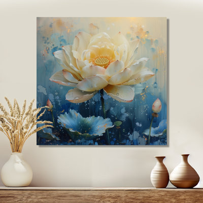 Art mural blanc et bleu lotus des rêves III - Lotus