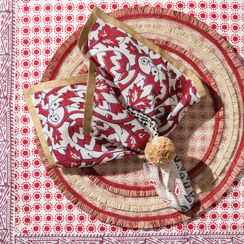 Linen Square Napkins, Red