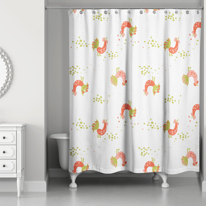 Hamil Shower Curtain, White/Red