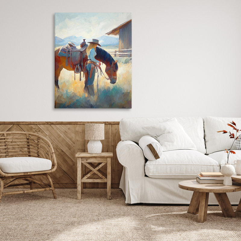 "Équestre et cheval" par Ramona Murdock sur toile, H 36 po x l 48 po