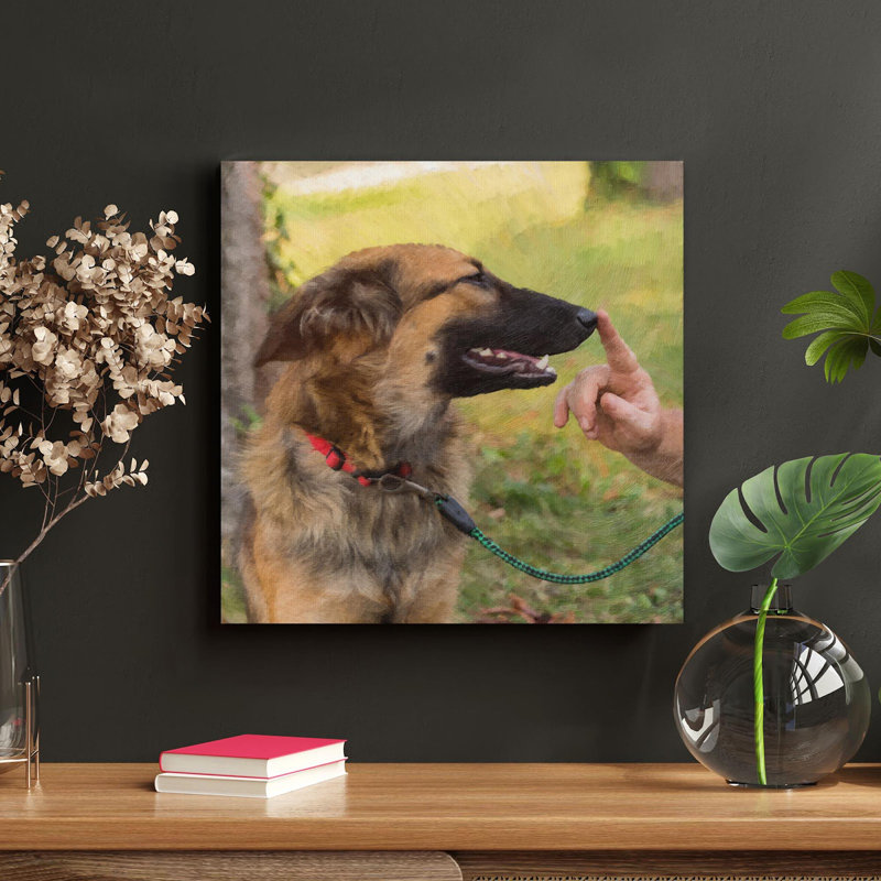 «Brown and Black German Shepherd», reproduction d'art graphique sur toile tendue, H 12 po x l 12 po