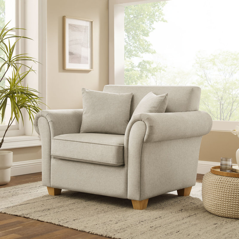 Divanique 40.94'' W Upholstered Accent Chair, Light Khaki Polyester Blend
