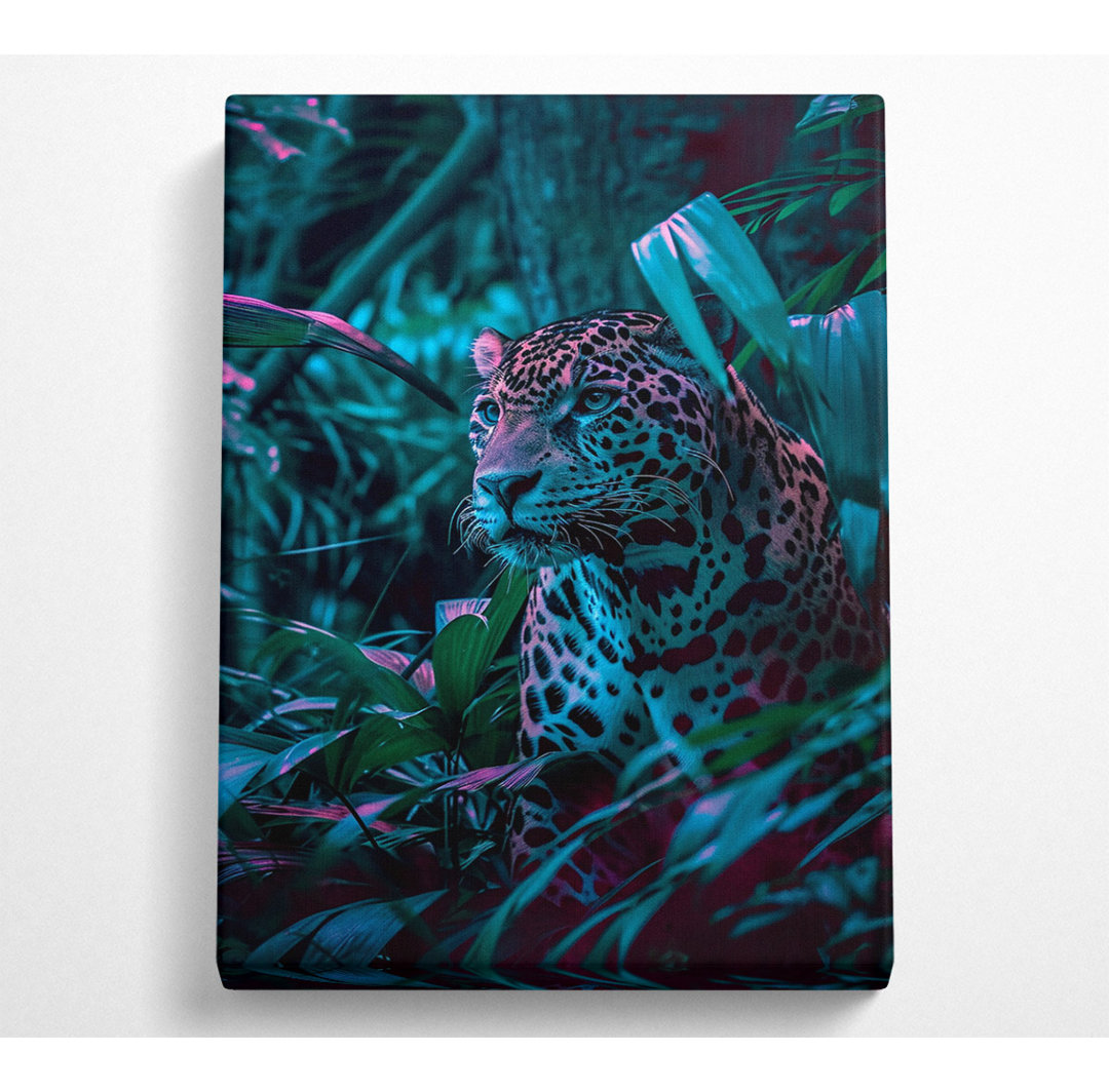 Neon Leopard Greens Canvas Druck