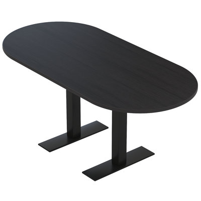 Racetrack Shaped Conference Table with Metal T Base