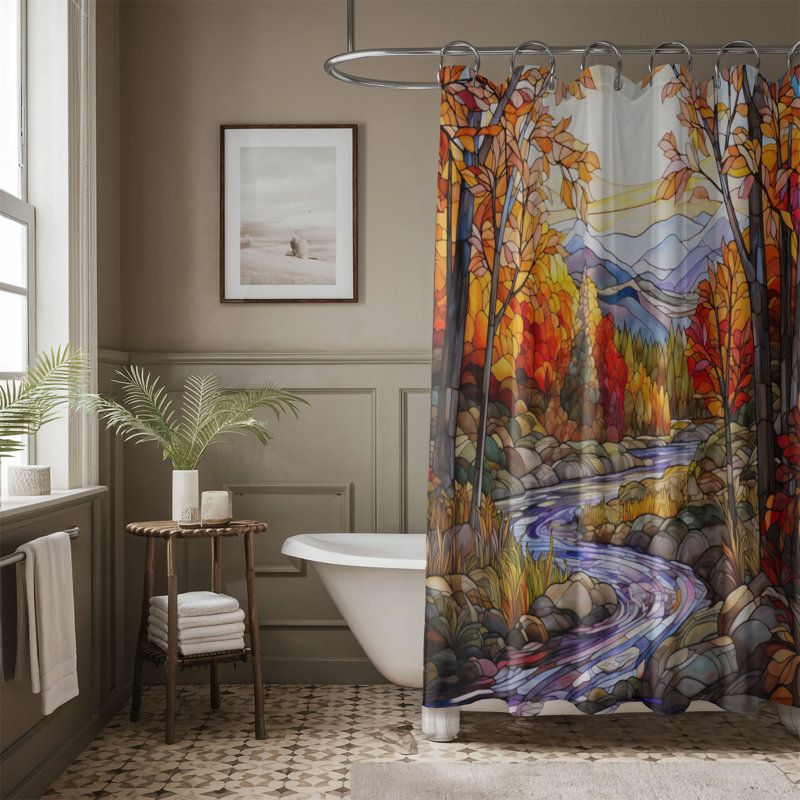 Rideau de douche standard 1 pièce Mosaic Harvest, H 74 po x l 71 po