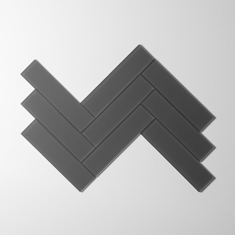 2in.x8in. Glass Subway Tile, Carbon Matte