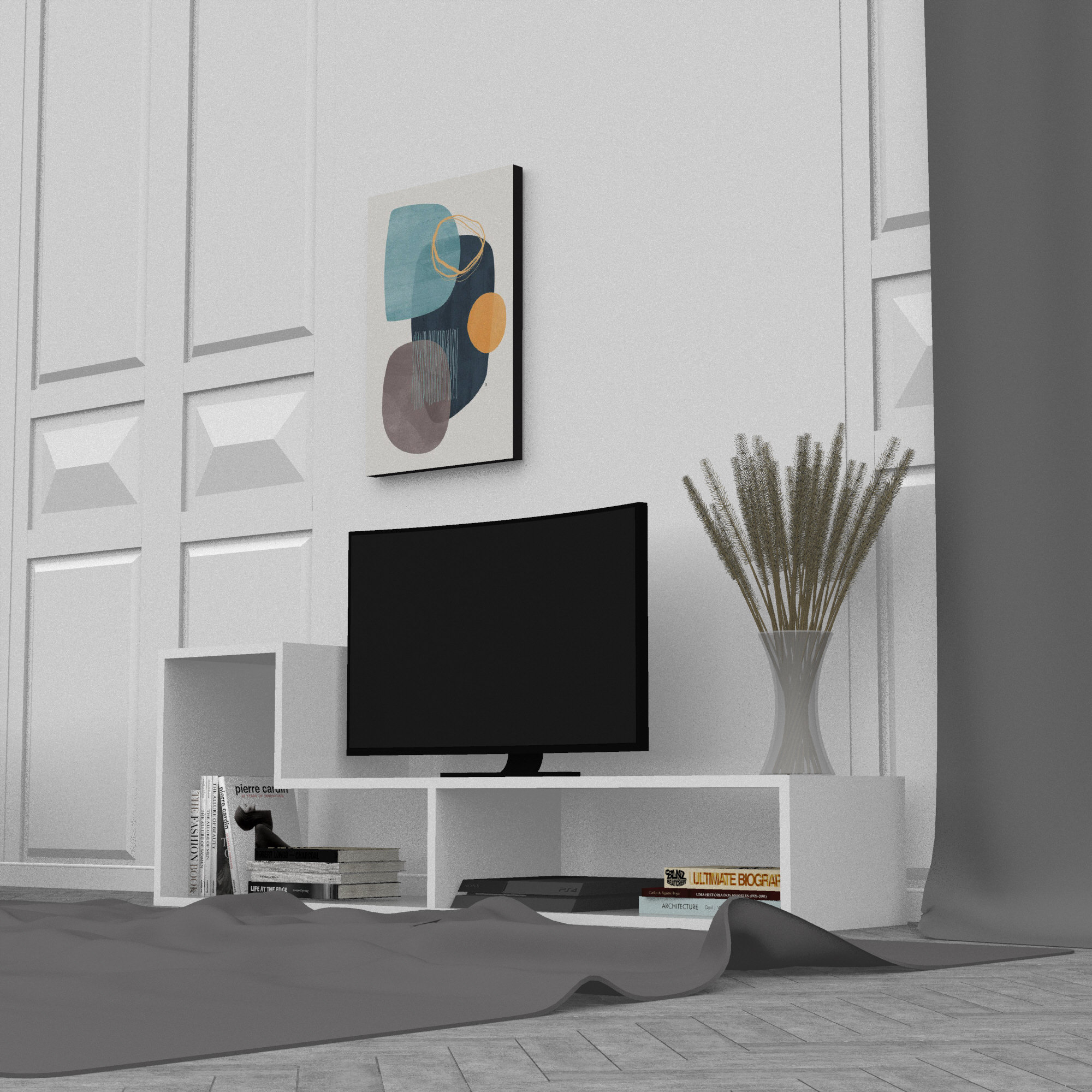 Latitude Run® TV Stand for TVs up to 48", Asymmetrical Modern L Shape TV Console TableBook