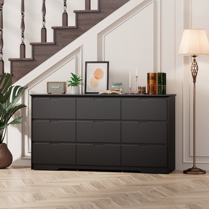 Commode 9 tiroirs Lianna, Noir