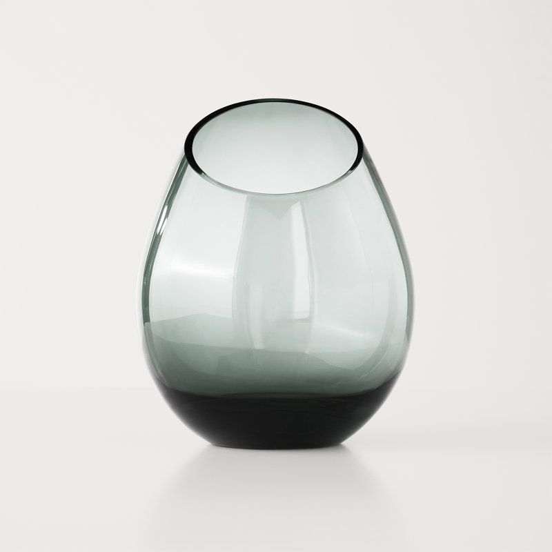 Vase de table en verre, H 9,45 po x l 7,48 po x P 7,48 po, Fumée