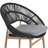 Cyril Outdoor Wicker Papasan Style Dining Chair, Teak Finished Leg And Dark Gray Faux Rattan, Gray Cushion, Set Of 2-28994191