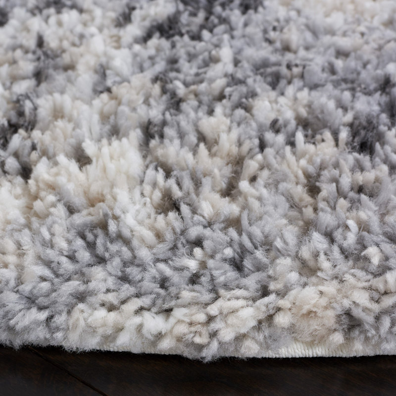Tapis gris / ivoire à motif abstrait Mena, Rectangle 4 pi 5 po x 6 pi 5 po