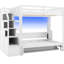 Lit mezzanine double TG avec escalier de rangement, lit pliable, éclairage à DEL et petit dortoir pour économiser de l'espace