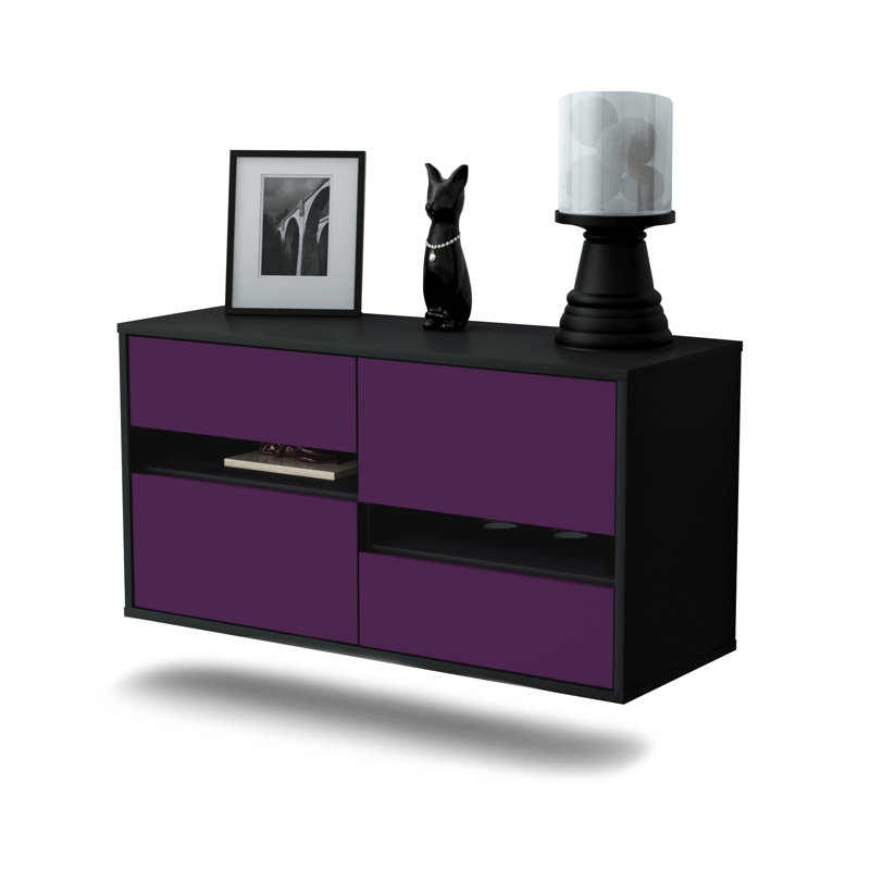 Franzella Unfinished Floating TV Stand, Purple